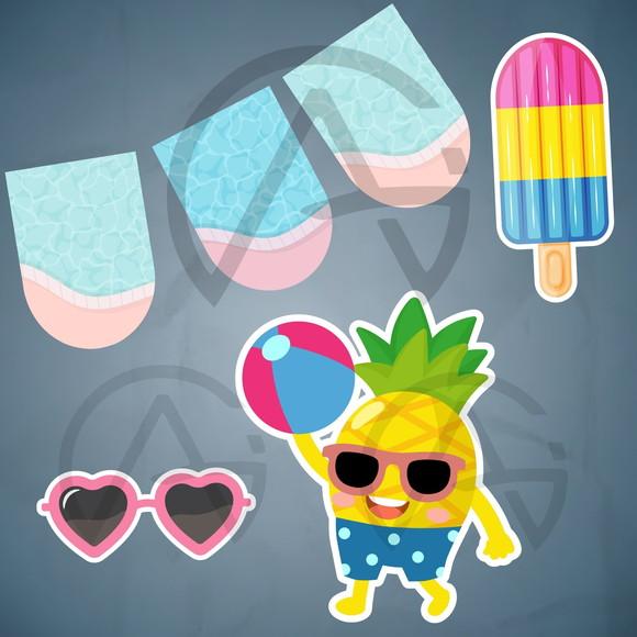 Pool Party Kit Aniversario Bandeira Personalizada e Pôster