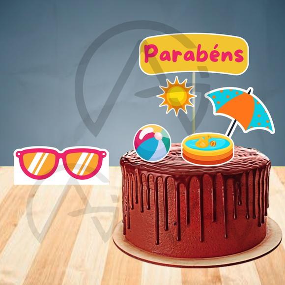 Pool Party Kit Topo Personalizado Display Aniversario