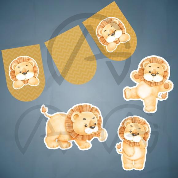 Kit Leao Aniversario Bandeira Personalizada e Pôster