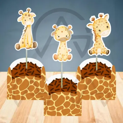 24 Unidades Forminhas e Apliques Girafa Decoracao