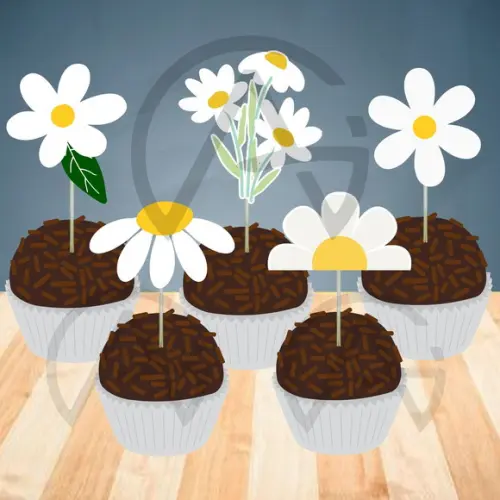60 Unidades Forminhas e Apliques Margarida Decoracao