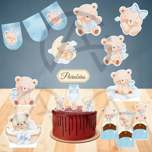 Kit Festa Urso Cute Mesversario Decoracao Completa