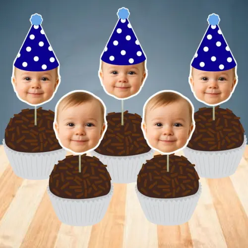 30 Unidades Rostinhos Personalizados Forminhas e Apliques