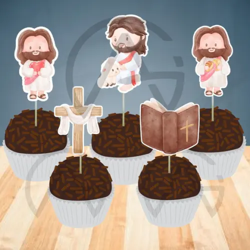 30 Unidades Forminhas e Apliques Jesus Decoracao