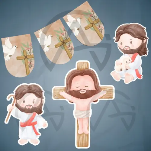 Jesus Kit Aniversario Bandeira Personalizada e Pôster