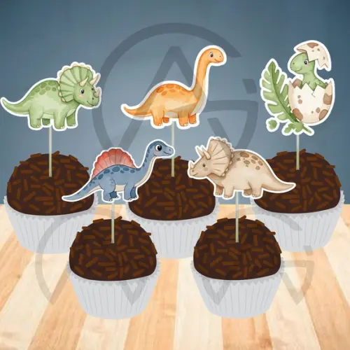 60 Unidades Forminhas e Apliques Dinossauro Decoracao