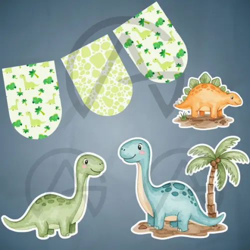 Dinossauro Kit Aniversario Bandeira Personalizada e Pôster