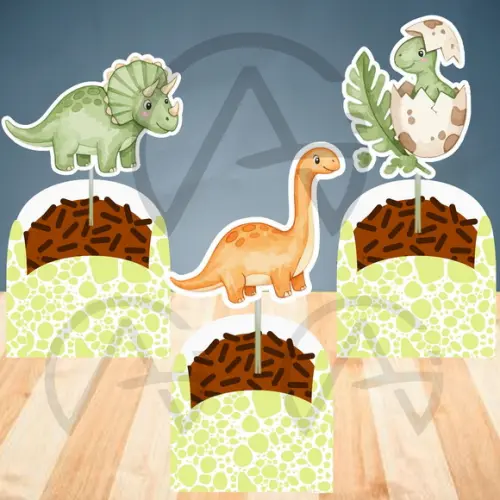 24 Unidades Forminhas e Apliques Dinossauro Decoracao