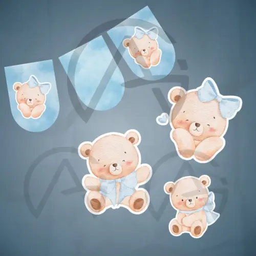 Urso Cute Kit Aniversario Bandeira Personalizada e Pôster