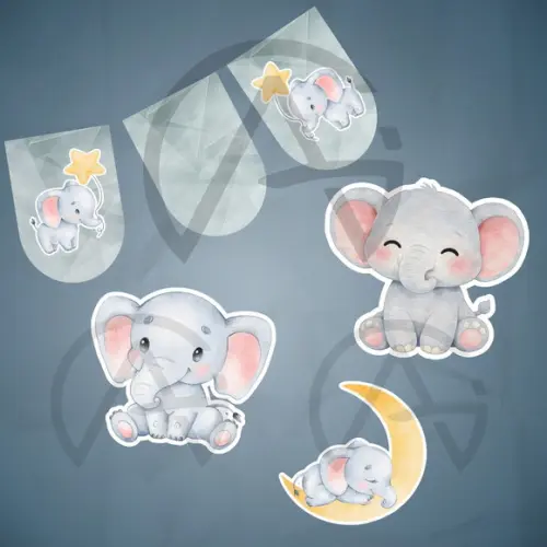 Kit Elefante Aniversario Bandeira Personalizada e Pôster