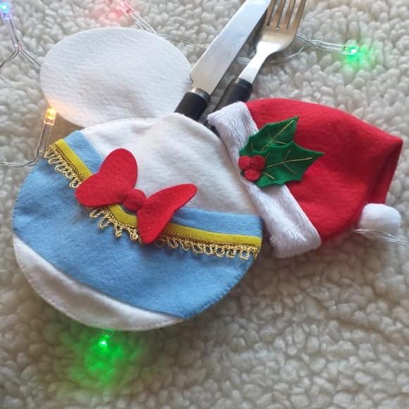 Porta talher de Natal Donald e Margarida