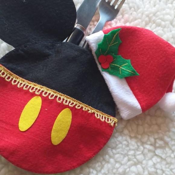 Porta talher de Natal Mickey e Minnie
