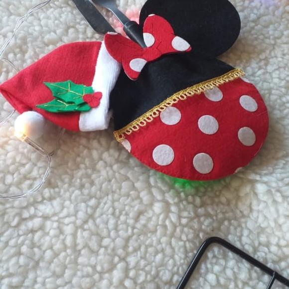 Porta talher de Natal Mickey e Minnie