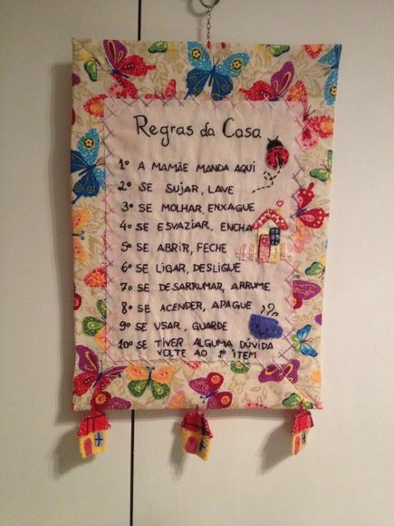 Quadro de panô Regras da Casa