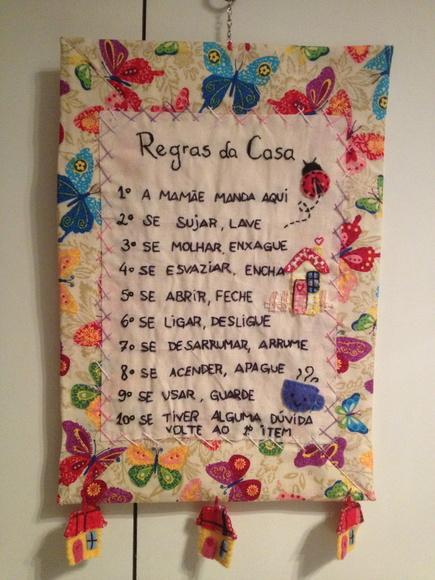 Quadro de panô Regras da Casa