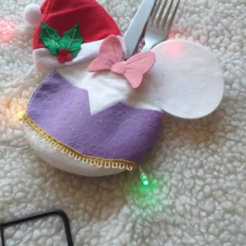 Porta talher de Natal Donald e Margarida