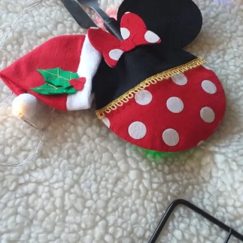 Porta talher de Natal Mickey e Minnie