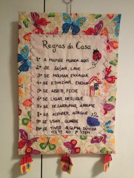 Quadro de panô Regras da Casa