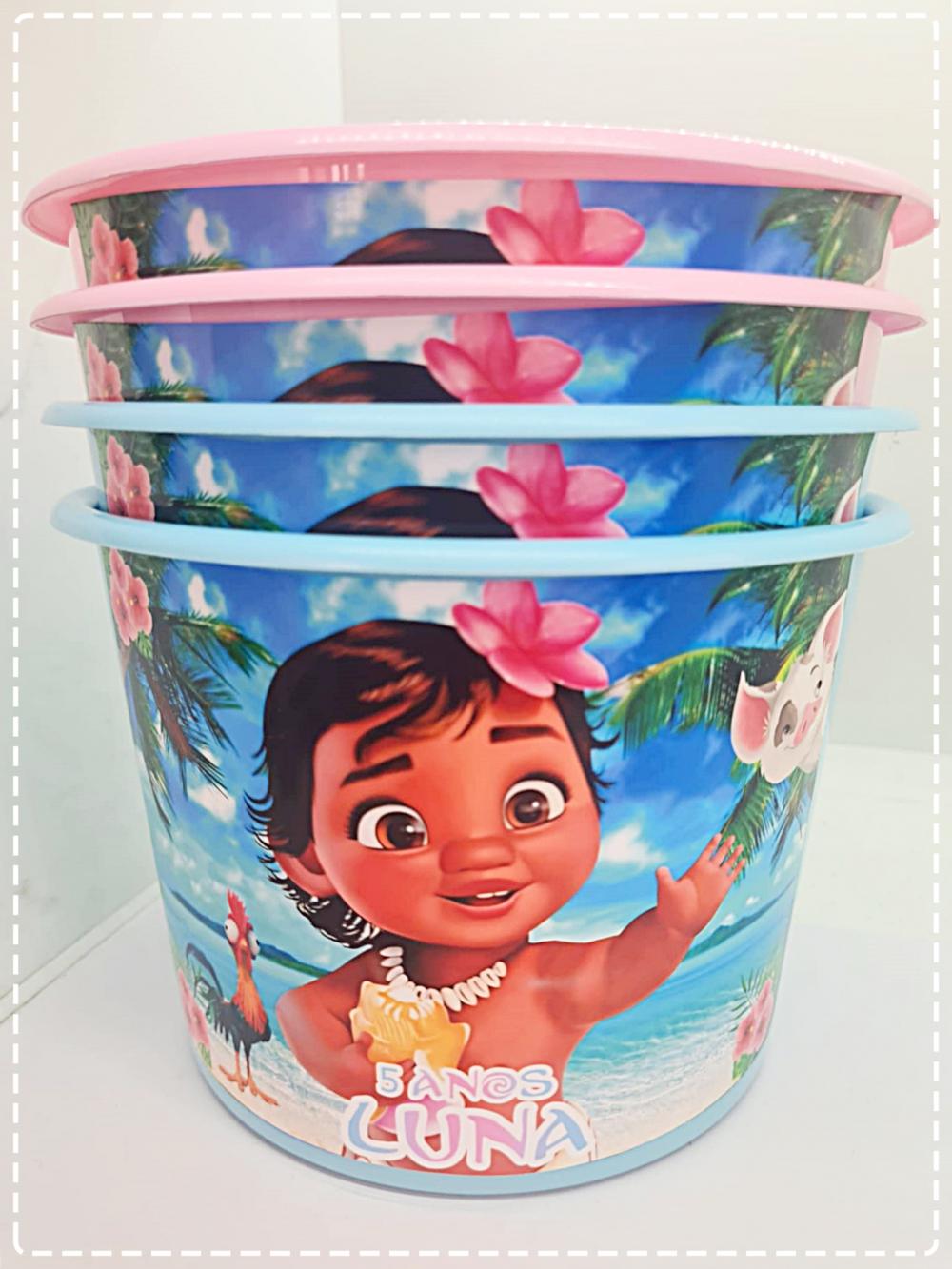 Baldes de Pipoca Personalizáveis Moana - Centro de Mesa Encantad