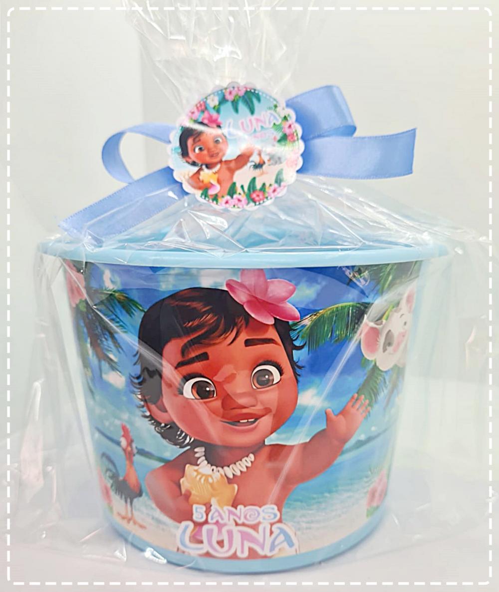 Baldes de Pipoca Personalizáveis Moana - Centro de Mesa Encantad