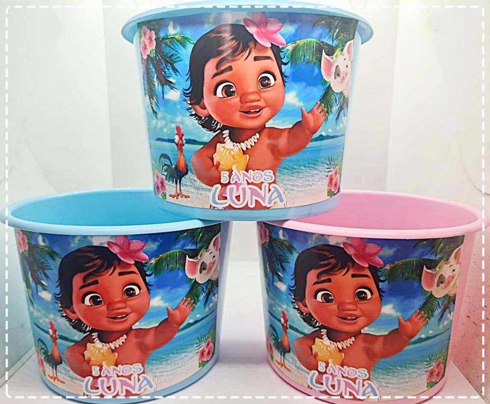 Baldes de Pipoca Personalizáveis Moana - Centro de Mesa Encantad