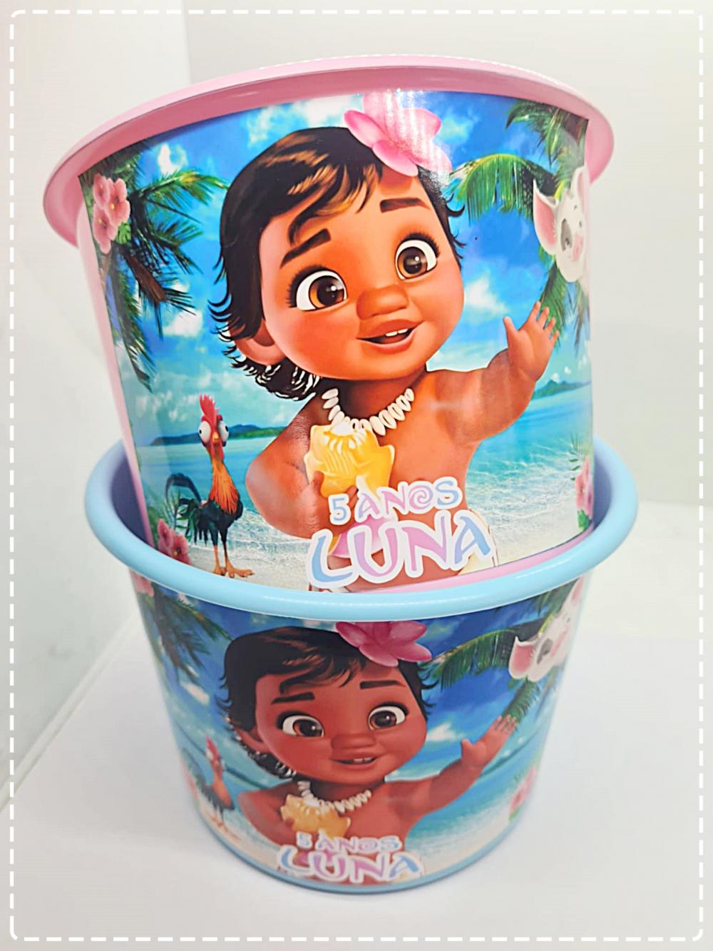 Baldes de Pipoca Personalizáveis Moana - Centro de Mesa Encantad