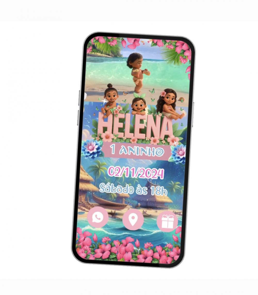 Convite moana animado premium