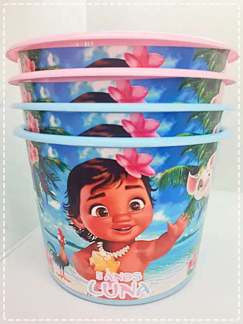 Baldes de Pipoca Personalizáveis Moana - Centro de Mesa Encantad