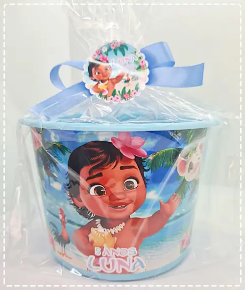 Baldes de Pipoca Personalizáveis Moana - Centro de Mesa Encantad