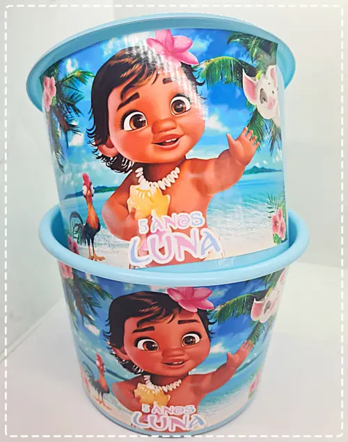 Baldes de Pipoca Personalizáveis Moana - Centro de Mesa Encantad