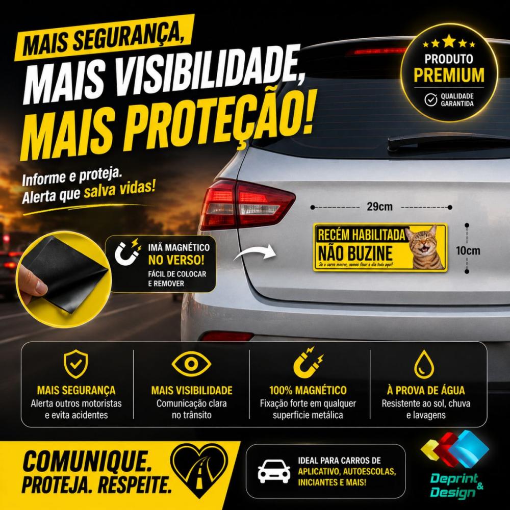 Recém Habilitada Imã 29x10cm Á Prova D´àgua