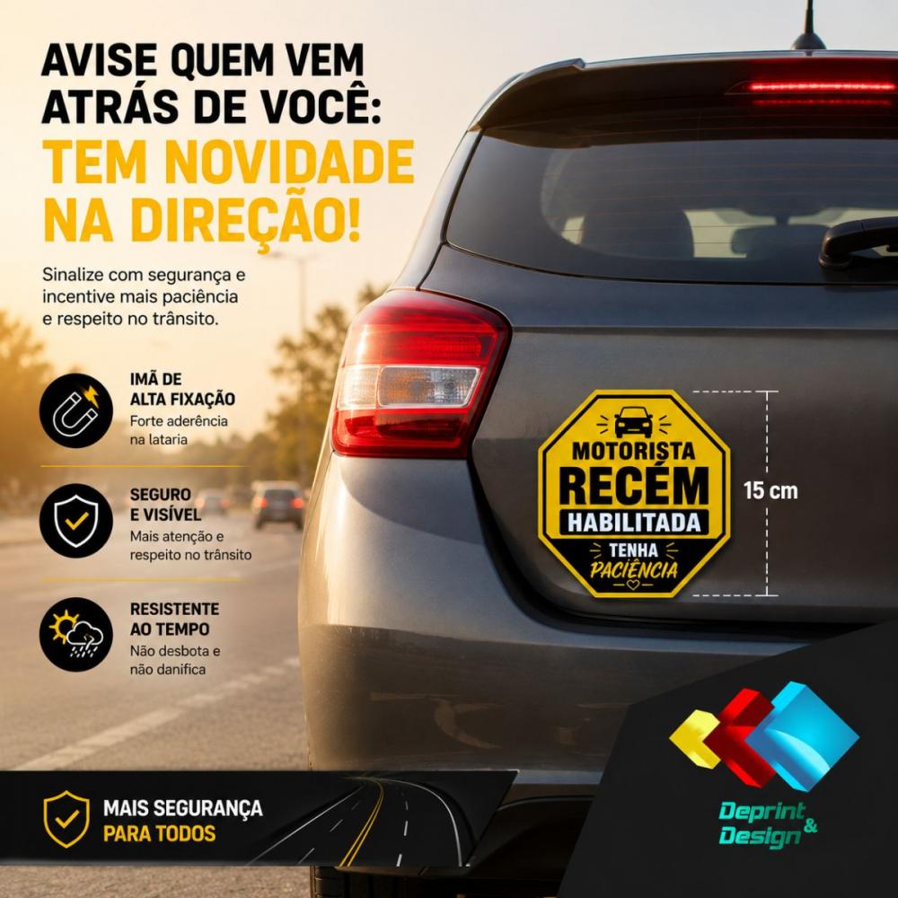 Imã Motorista Recém Habilitada 15cm à Prova D´àgua