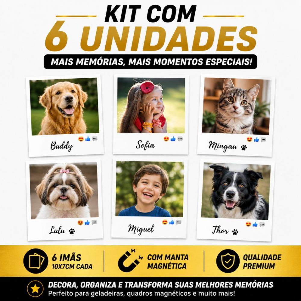Imãs Personalizados Com Foto 10x7cm 6 Unidades Laminadas