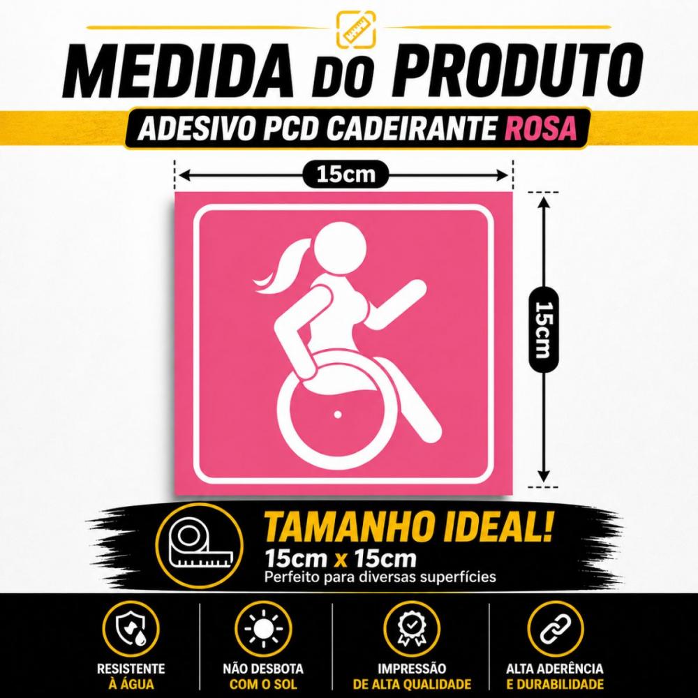 Adesivos Cadeirante Rosa 4 Peças 15cm á Prova d´Àgua