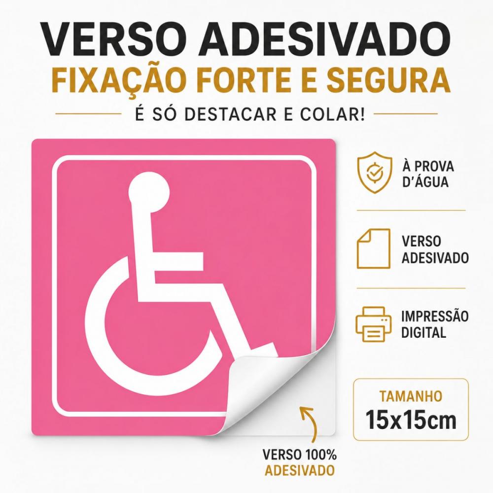 Adesivos Cadeirante P.C.D. Rosa 4 Peças á Prova d´ Àgua