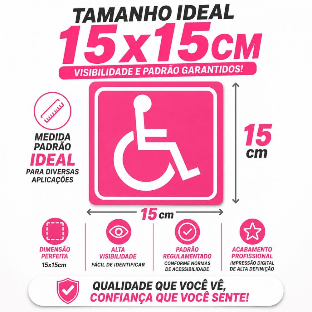 Adesivos Cadeirante P.C.D. Rosa 4 Peças á Prova d´ Àgua