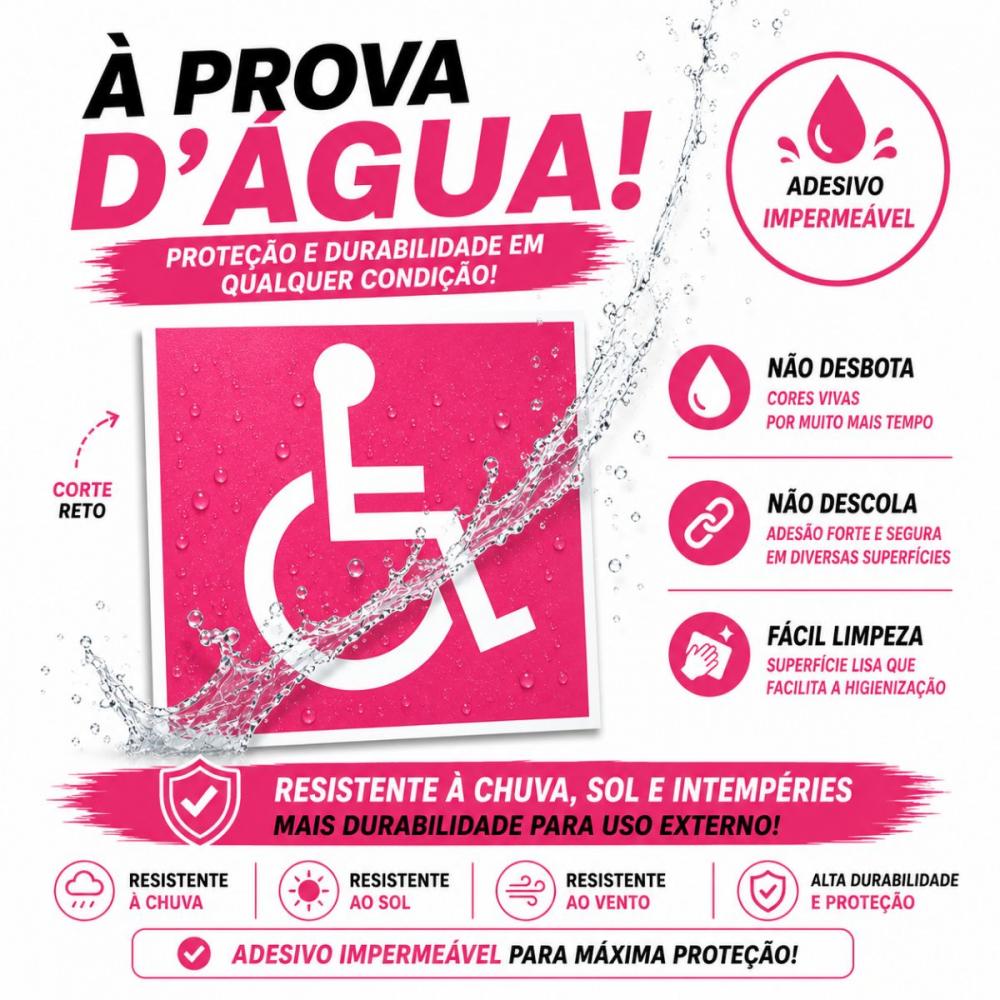 Adesivos Cadeirante P.C.D. Rosa 4 Peças á Prova d´ Àgua