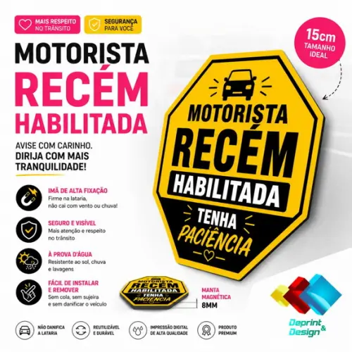 Imã Motorista Recém Habilitada 15cm à Prova D´àgua