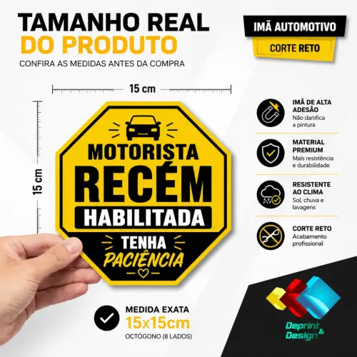 Imã Motorista Recém Habilitada 15cm à Prova D´àgua