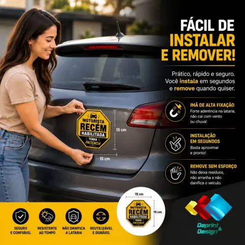 Imã Motorista Recém Habilitada 15cm à Prova D´àgua