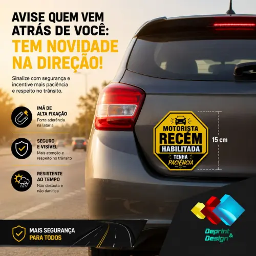 Imã Motorista Recém Habilitada 15cm à Prova D´àgua
