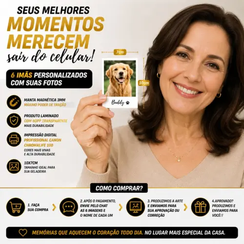 12 Imãs Personalizados com Foto 10x7cm Laminados