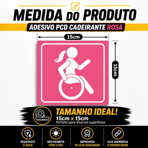 Adesivos Cadeirante Rosa 4 Peças 15cm á Prova d´Àgua