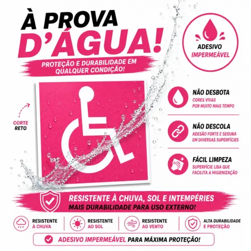 Adesivos Cadeirante P.C.D. Rosa 4 Peças á Prova d´ Àgua