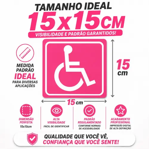 Adesivos Cadeirante P.C.D. Rosa 4 Peças á Prova d´ Àgua