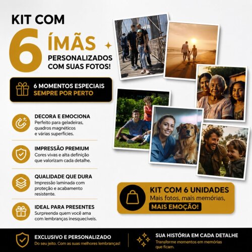 Imãs Personalizados Com Foto 10x9cm 6 Unidades Laminadas