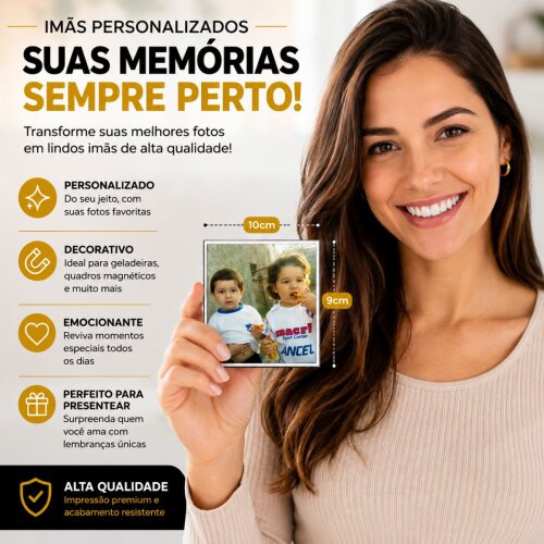 Imãs Personalizados Com Foto 10x9cm 6 Unidades Laminadas