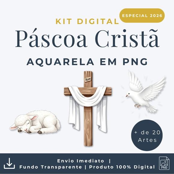 Kit Digital Páscoa Cristã 2026 Png - Cordeiro Cruz Cod 004