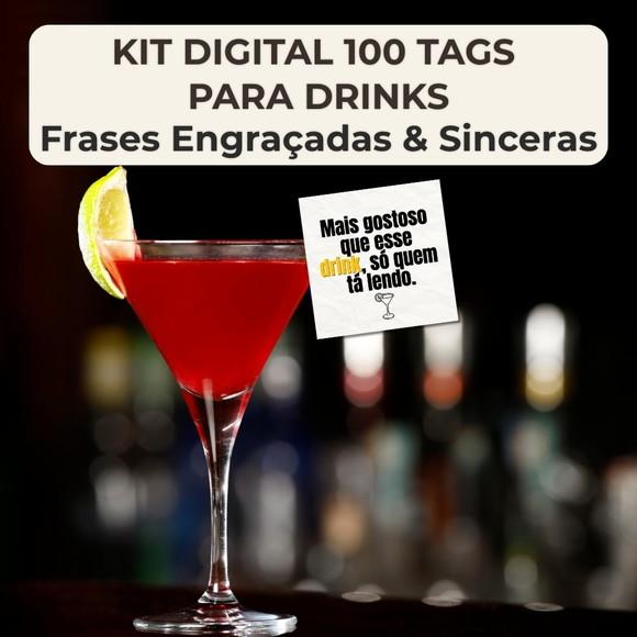 Kit Digital 100 Tags para Drinks Frases Engraçadas e Flerte