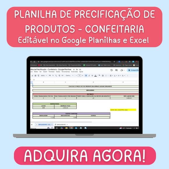 Planilha de Precificação de Produtos de Confeitaria em Excel